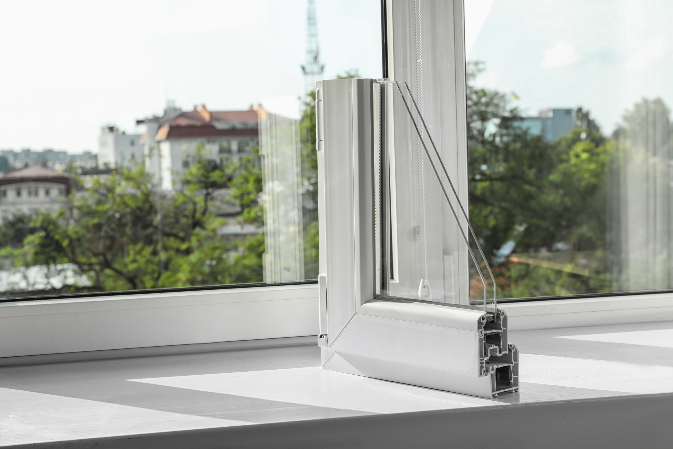 Sample,Of,Modern,Window,Profile,On,Sill.,Space,For,Text